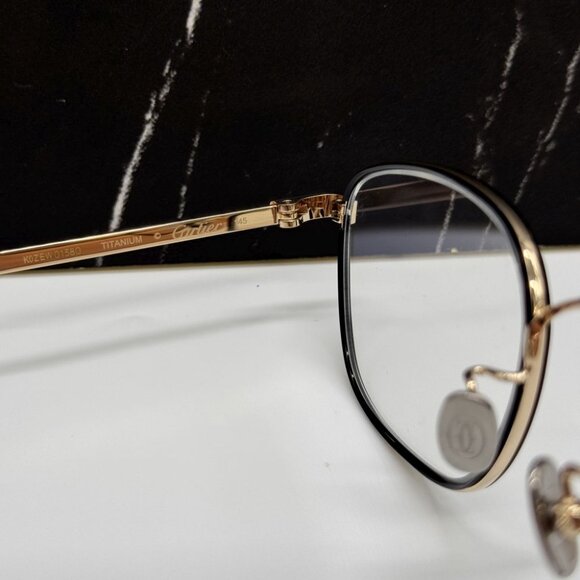 NEW CT0260O 005 CARTIER GOLD/BLACK UNISEX CARTIER EYEGLASSES - Picture 9 of 11